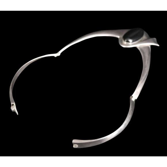 Alicia de la Paz Taxco Mexico 950 Silver Obsidian Modernist Collar Necklace 114g - Picture 6 of 12
